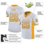 Custom White Gold-Black Drift Fashion Football Jersey photo 2