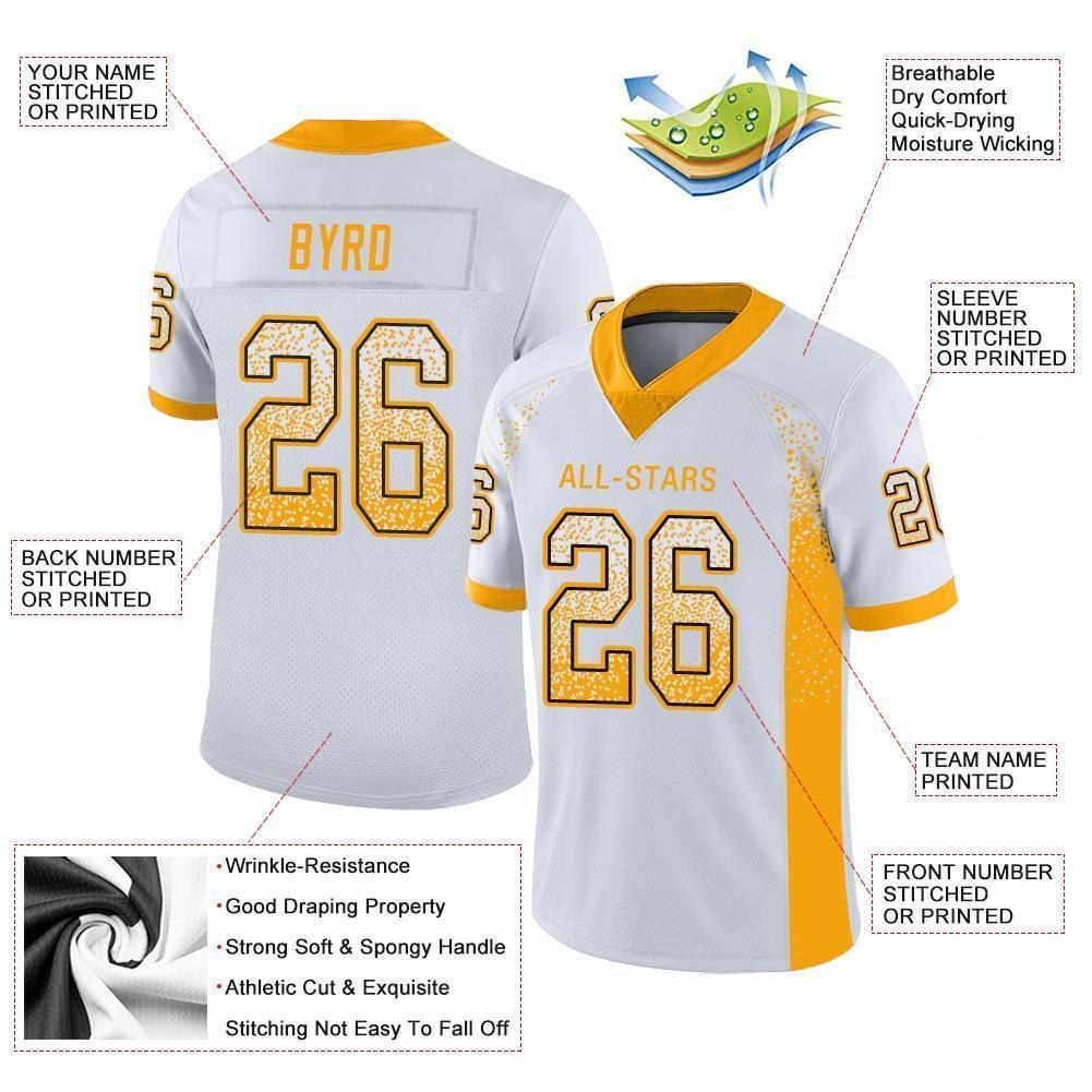 Custom White Gold-Black Drift Fashion Football Jersey photo 2