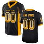 Custom Black Gold-White Drift Fashion Football Jersey