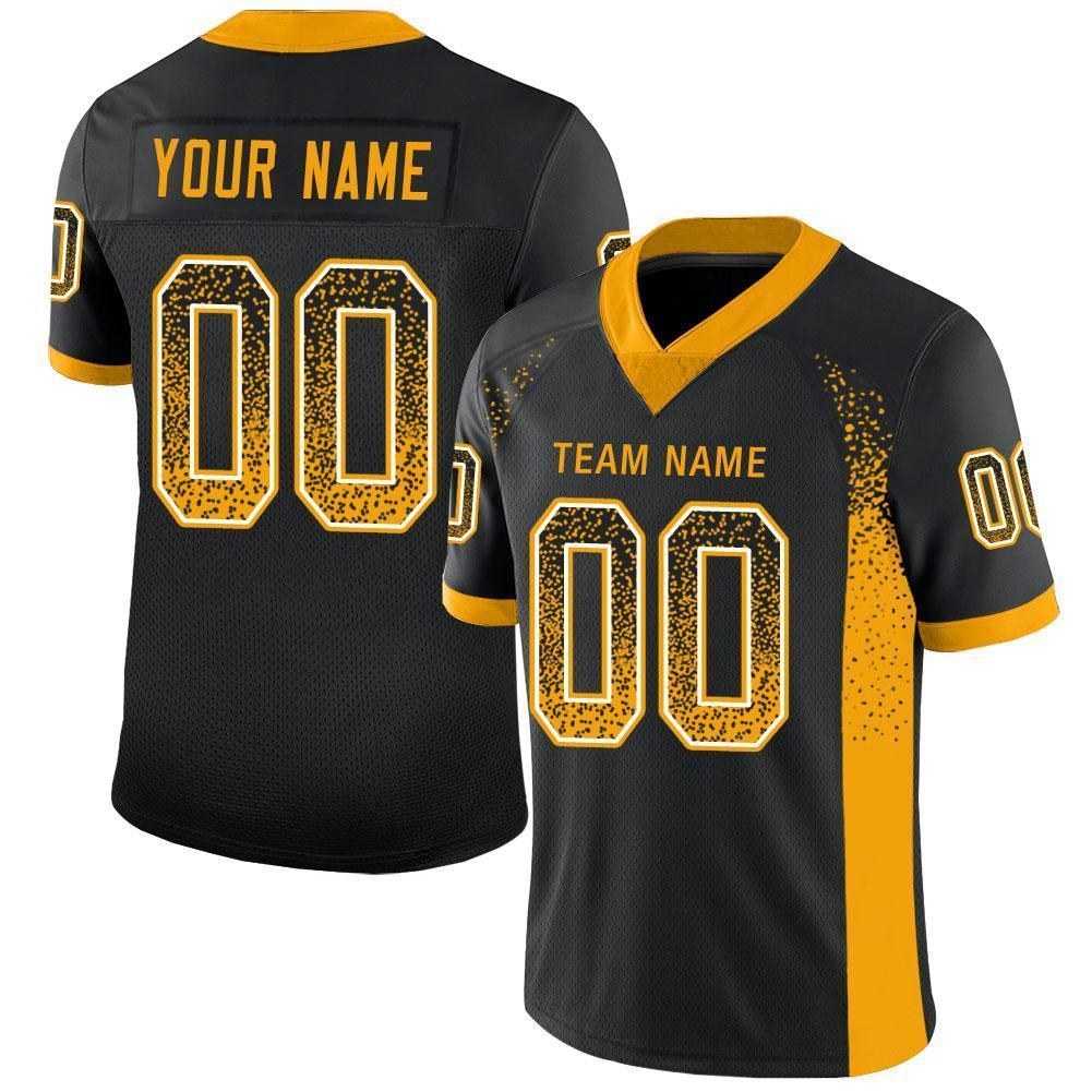 Custom Black Gold-White Drift Fashion Football Jersey photo 1