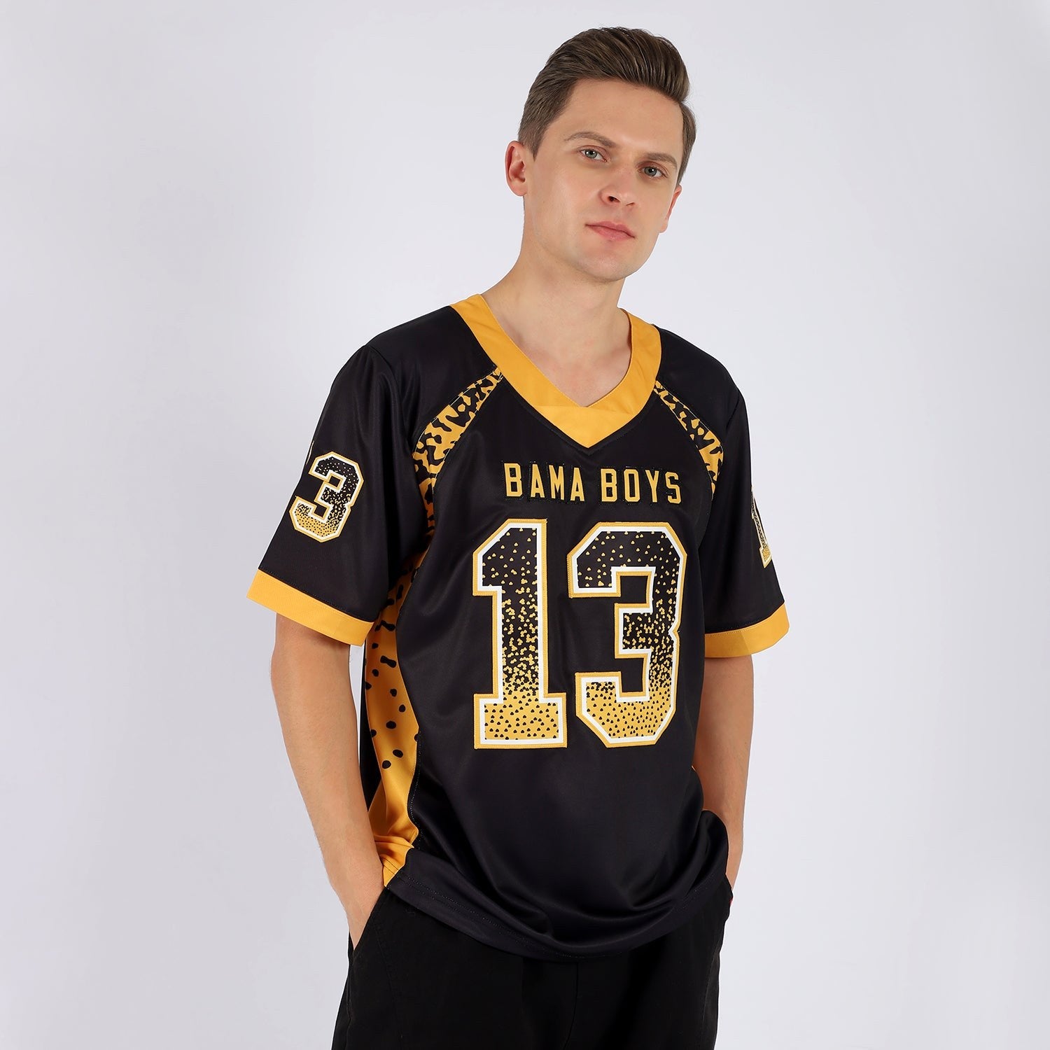 Custom Black Gold-White Drift Fashion Football Jersey photo 2