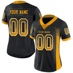 Custom Black Gold-White Drift Fashion Football Jersey photo 3