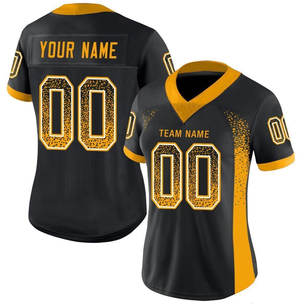 Custom Black Gold-White Drift Fashion Football Jersey photo 3