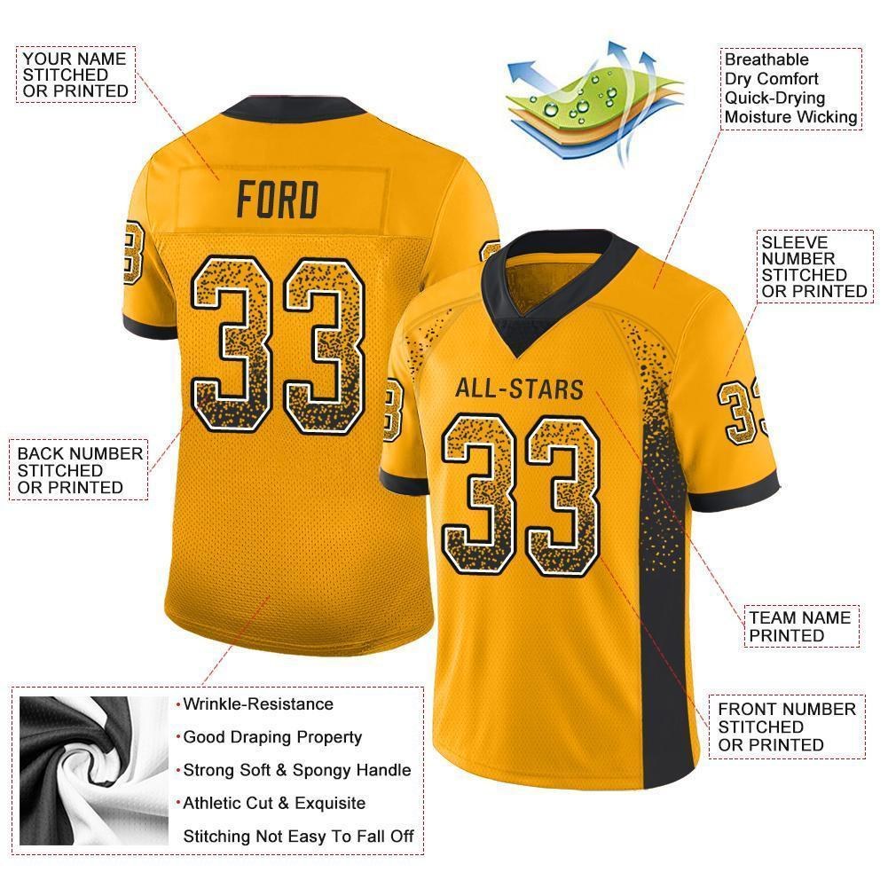 Custom Gold Black-White Drift Fashion Football Jersey photo 2