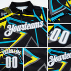 Custom Black White-Gray 3D Bowling Performance Polo Shirt detail