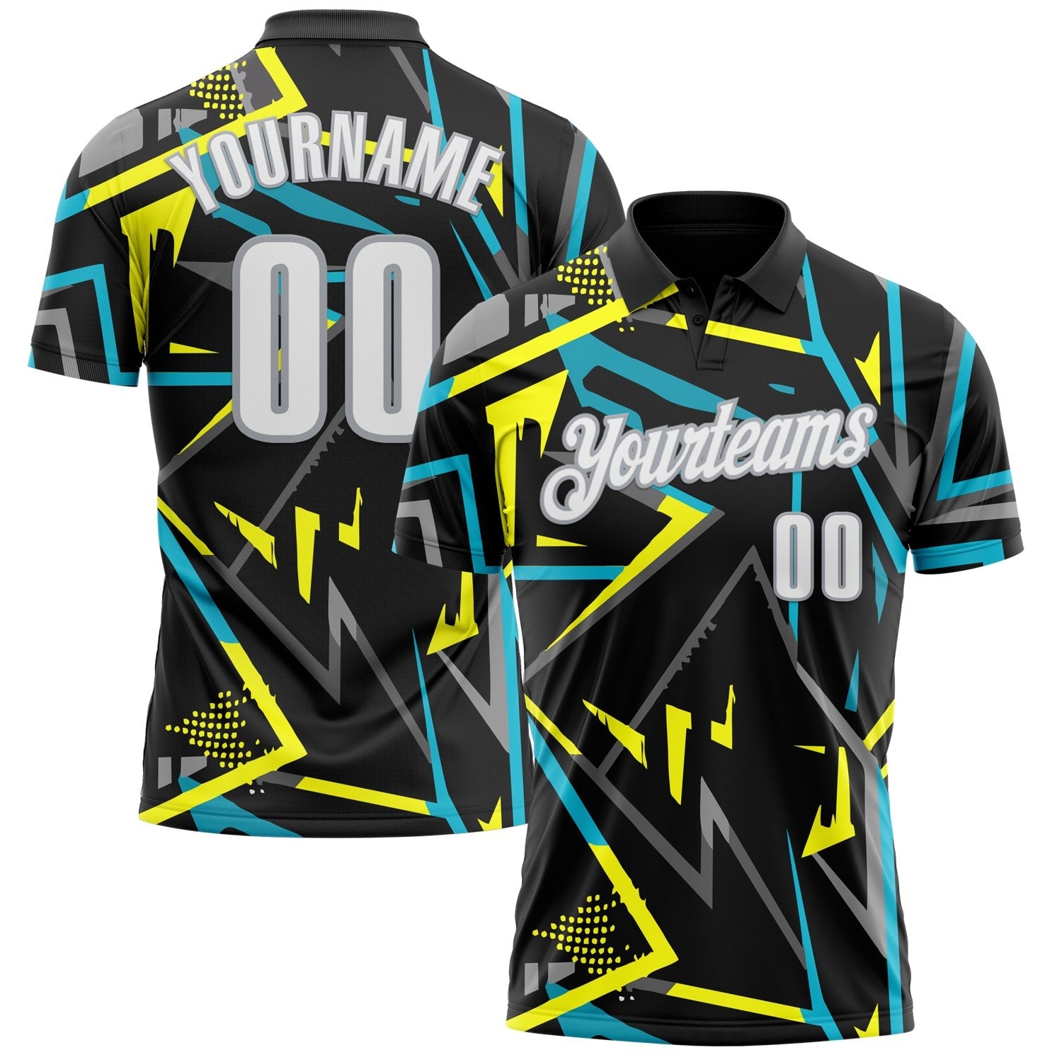 Custom Black White-Gray 3D Bowling Performance Polo Shirt photo 1