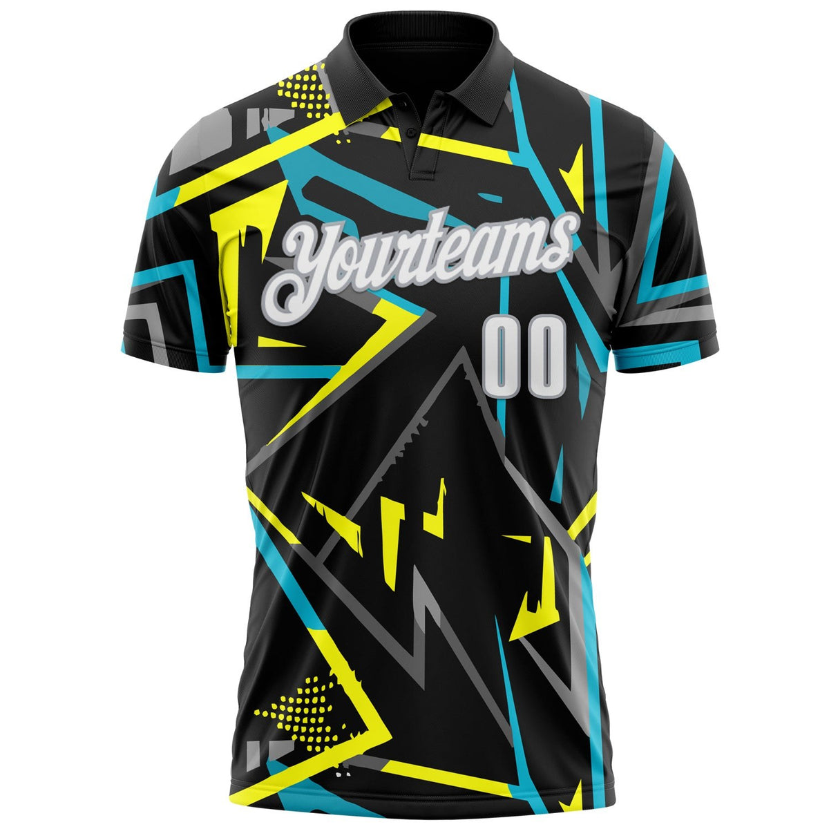 Custom Black White-Gray 3D Bowling Performance Polo Shirt photo 2