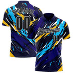Custom Navy Black-Gray 3D Bowling Performance Polo Shirt photo 1