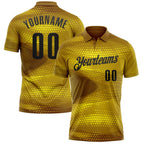Custom Old Gold Black 3D Bowling Abstract Halftone Performance Polo Shirt photo 1