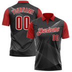 Custom Black Red-White 3D Bowling Line Performance Polo Shirt photo 1