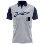 Custom Gray Navy-White 3D Bowling Line Performance Polo Shirt photo 2