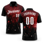 Custom Black Red-White 3D Bowling Glowing Star Performance Polo Shirt