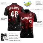 Custom Black Red-White 3D Bowling Glowing Star Performance Polo Shirt photo 3