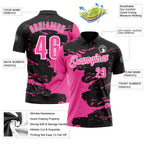 Custom Black Pink-White 3D Bowling Splash Ink Performance Polo Shirt photo 3