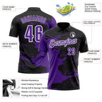 Custom Black Purple-White 3D Bowling Splash Ink Performance Polo Shirt photo 3