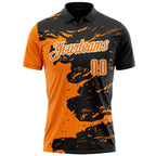 Custom Black Bay Orange-White 3D Bowling Splash Ink Performance Polo Shirt photo 2