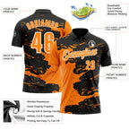 Custom Black Bay Orange-White 3D Bowling Splash Ink Performance Polo Shirt photo 3