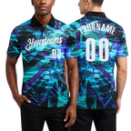 Custom Black White 3D Bowling Abstract Grunge Art Performance Polo Shirt worn front and back
