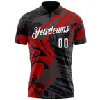 Custom Black White-Red 3D Bowling Abstract Grunge Art Performance Polo Shirt photo 2