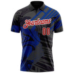 Custom Black Red-Royal 3D Bowling Abstract Grunge Art Performance Polo Shirt photo 2