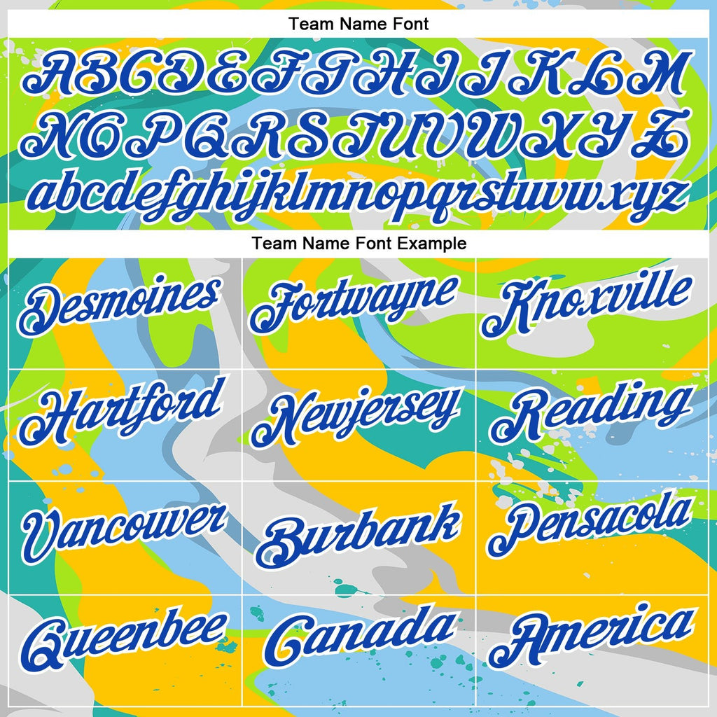 Custom Neon Green Thunder Blue Yellow-Aqua 3D Bowling Splash Ink Performance Polo Shirt photo 3
