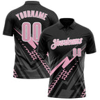 Custom Black Light Pink-White 3D Bowling Geometric Shape Performance Polo Shirt photo 1