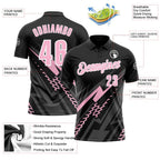 Custom Black Light Pink-White 3D Bowling Geometric Shape Performance Polo Shirt photo 3