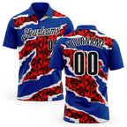 Custom Royal Black-Red 3D Bowling Torn Paper Style Performance Polo Shirt