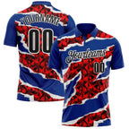 Custom Royal Black-Red 3D Bowling Torn Paper Style Performance Polo Shirt photo 1