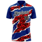 Custom Royal Black-Red 3D Bowling Torn Paper Style Performance Polo Shirt photo 2