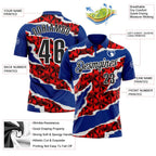 Custom Royal Black-Red 3D Bowling Torn Paper Style Performance Polo Shirt photo 3