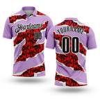 Custom Light Purple Black-Red 3D Bowling Torn Paper Style Performance Polo Shirt