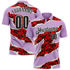 Custom Light Purple Black-Red 3D Bowling Torn Paper Style Performance Polo Shirt photo 1