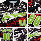 Custom Black Neon Green-Red 3D Bowling Abstract Grunge Art Performance Polo Shirt detail