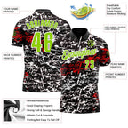 Custom Black Neon Green-Red 3D Bowling Abstract Grunge Art Performance Polo Shirt photo 3