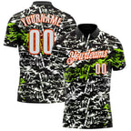 Custom Black Neon Green-Orange 3D Bowling Abstract Grunge Art Performance Polo Shirt photo 1