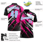 Custom Black Light Blue-Pink 3D Bowling Splash Ink Performance Polo Shirt photo 3
