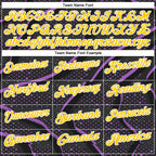 Custom Black Yellow-Medium Purple 3D Bowling Dot Performance Polo Shirt photo 3