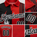 Custom Red Black-White 3D Bowling Tattoos Performance Polo Shirt detail