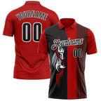 Custom Red Black-White 3D Bowling Tattoos Performance Polo Shirt photo 1