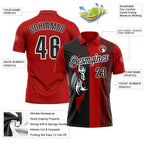 Custom Red Black-White 3D Bowling Tattoos Performance Polo Shirt photo 3