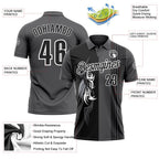 Custom Steel Gray Black-White 3D Bowling Tattoos Performance Polo Shirt photo 3