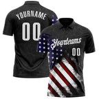 Custom Black White 3D Bowling American Flag Performance Polo Shirt photo 1