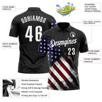 Custom Black White 3D Bowling American Flag Performance Polo Shirt photo 3
