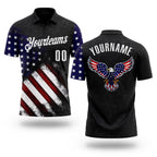 Custom Black White 3D Bowling American Flag Eagle Performance Polo Shirt