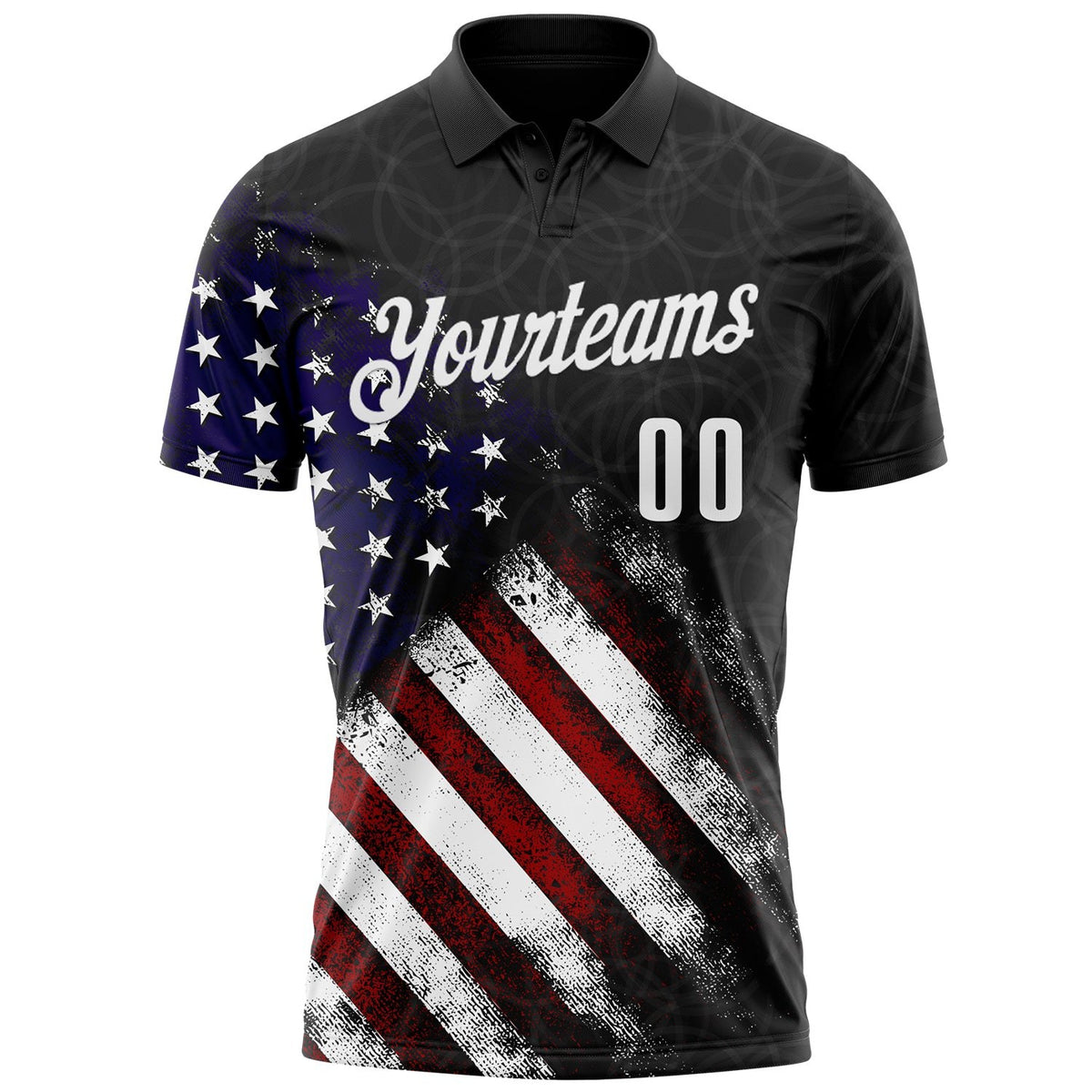 Custom Black White 3D Bowling American Flag Eagle Performance Polo Shirt photo 2