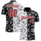 Custom Black Red-White 3D Bowling Performance Polo Shirt photo 1