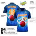 Custom Navy Bay Orange-White 3D Bowling Performance Polo Shirt photo 3
