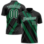 Custom Black Kelly Green-White 3D Bowling Line Shape Performance Polo Shirt photo 1