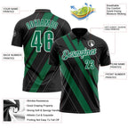 Custom Black Kelly Green-White 3D Bowling Line Shape Performance Polo Shirt photo 3